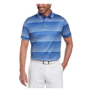 HYBRID APPAREL Mens Blue Striped Athletic Fit Moisture Wicking Polo M